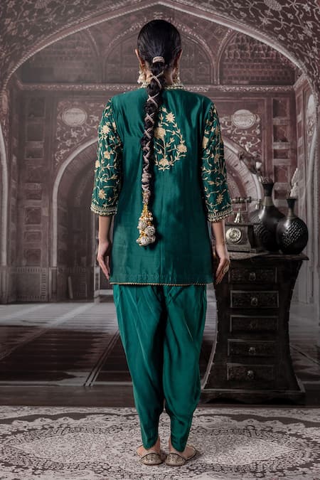 Label Radini Floral Vine Embroidered Kurta & Dhoti Set 
