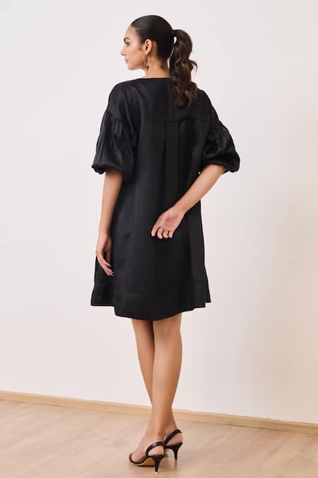 Moontara Color Blocked Cotton Satin Dress 