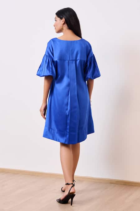 Moontara Color Blocked Cotton Satin Dress 