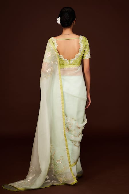 Issa Studio By Chetana & Swathi Pistachio Green Embroidered Blouse 