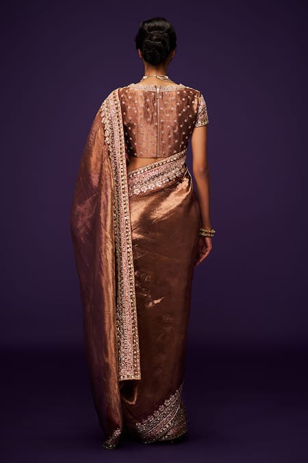 Issa Studio By Chetana & Swathi Copper Brown Zardozi Embroidered Blouse 