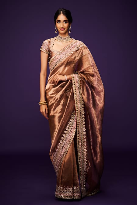 ISSA STUDIO BY CHETANA & SWATHI Sadhna Zardozi Embroidered Border Saree With Blouse 