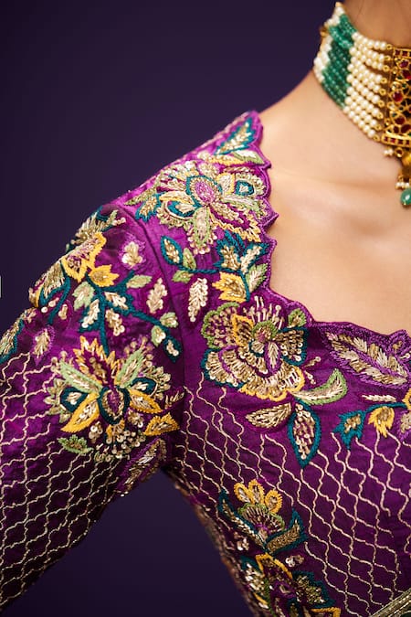 Shop_Issa Studio By Chetana & Swathi_Green Tissue Sequins, Cut Work Zari Embroidered Saree And Contrast Blouse _Online_at_Aza_Fashions