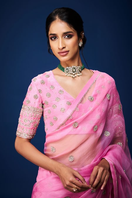 ISSA STUDIO BY CHETANA & SWATHI Sumaiya Zardozi Blossom Embroidered Blouse 