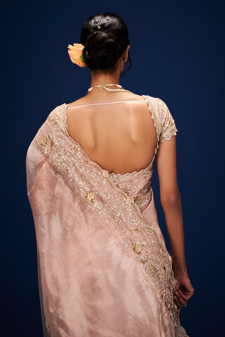 Issa Studio By Chetana & Swathi Pink Cutwork Gul Embroidered Blouse 