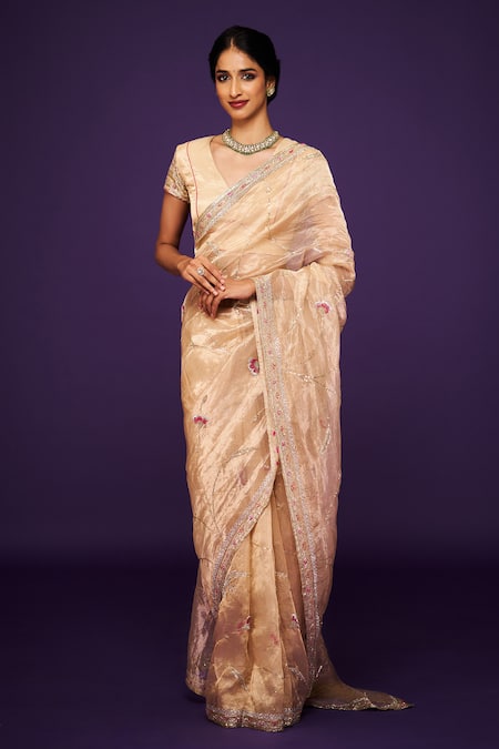 ISSA STUDIO BY CHETANA & SWATHI Hrudaya Sequin Bloom Embroidered Saree 