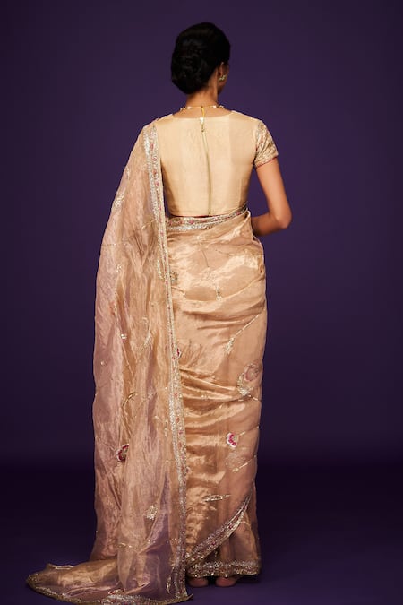 Issa Studio By Chetana & Swathi Ivory Sequin Bloom Embroidered Saree 