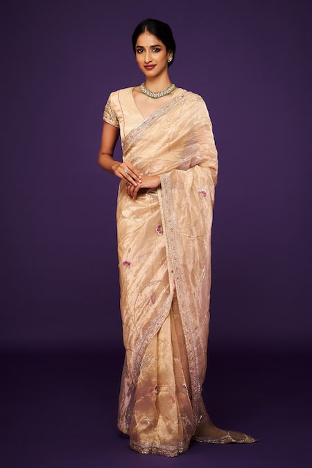 ISSA STUDIO BY CHETANA & SWATHI Hrudaya Sequin Bloom Embroidered Saree Set 