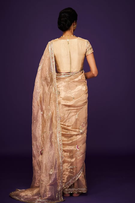 Issa Studio By Chetana & Swathi Ivory Sequin Bloom Embroidered Saree Set 