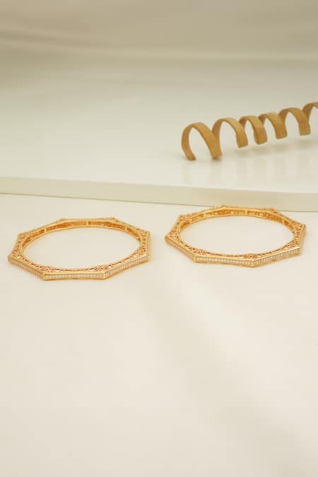 Smars Jewelry Hexagonal Cubic Zirconia Bangles Set 