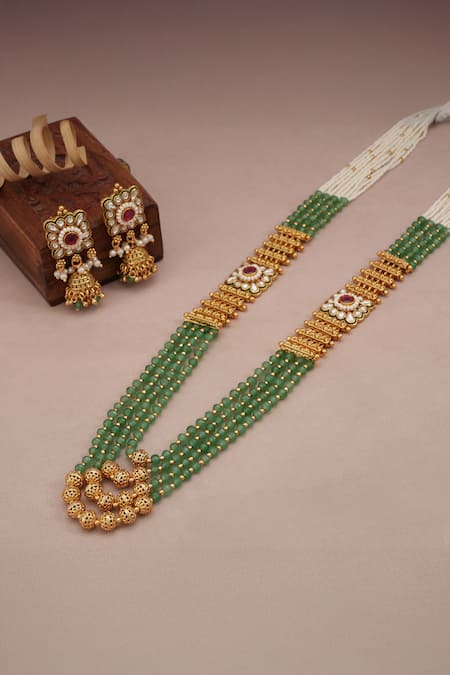 Smars Jewelry Gold Beaded Layered Necklace Set 