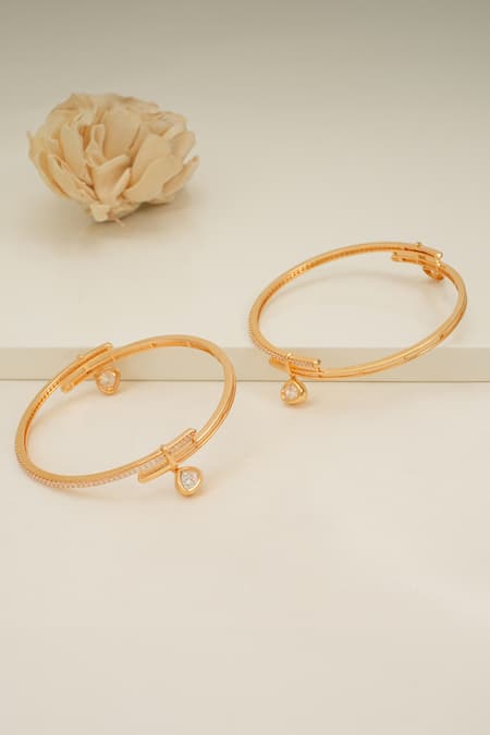 Smars Jewelry Diamond Embellished Gold Bangles Set 