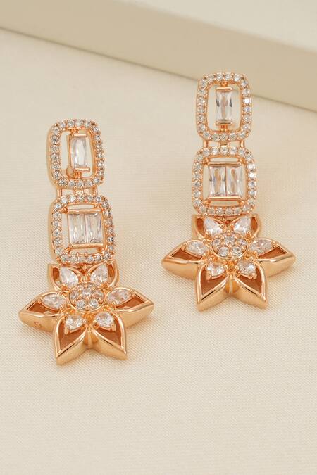 Buy_Smars Jewelry_Gold Plated Imitation Diamonds Floral Necklace Set _Online_at_Aza_Fashions