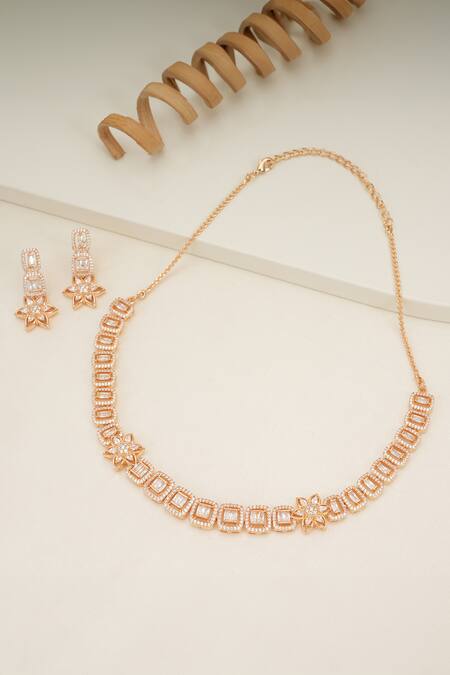 Smars Jewelry Floral Diamond Necklace Set 