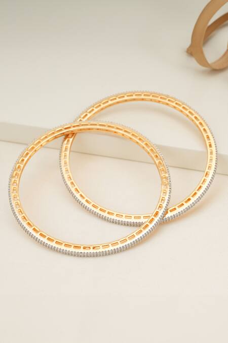 Smars Jewelry_Gold Plated Crystals Cubic Zirconia Studded Bangles_Online_at_Aza_Fashions