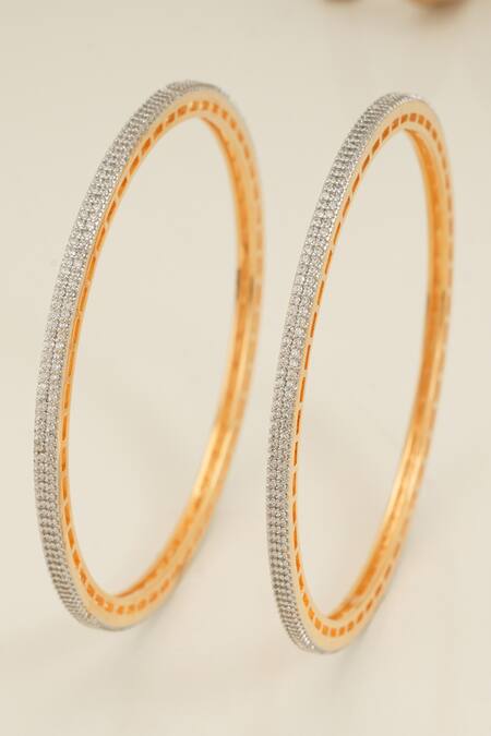 Buy Smars Jewelry Gold Plated Crystals Cubic Zirconia Studded Bangles Online at Aza Fashions Buy_Smars Jewelry_Gold Plated Crystals Cubic Zirconia Studded Bangles_Online_at_Aza_Fashions