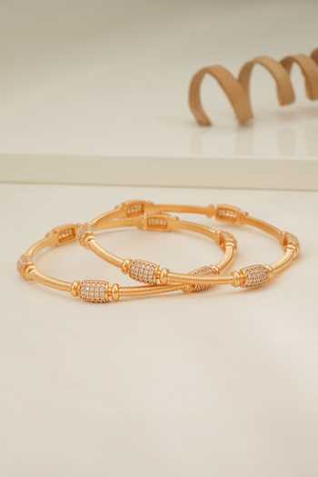 Buy_SMARS JEWELRY_Gold Plated Imitation Diamonds Spiral Studded Bangles_Online_at_Aza_Fashions