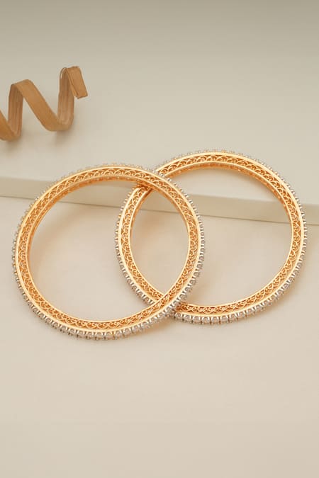 Buy Smars Jewelry Gold Plated Crystals Cubic Zirconia Studded Bangles Set Online at Aza Fashions Buy_Smars Jewelry_Gold Plated Crystals Cubic Zirconia Studded Bangles Set _Online_at_Aza_Fashions