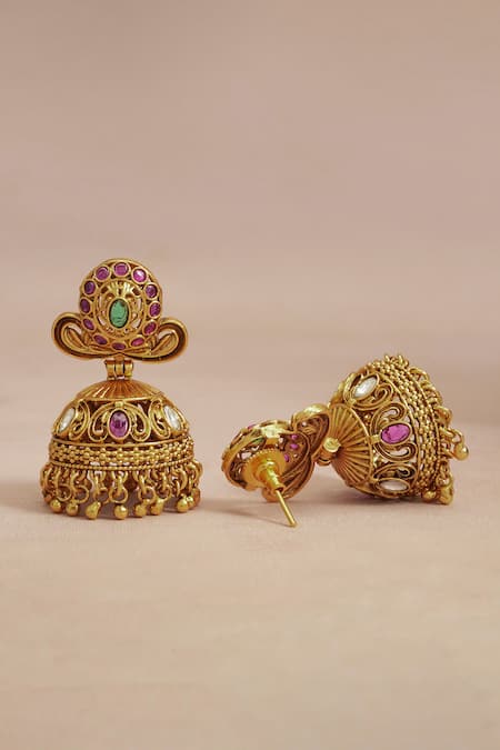 Shop_Smars Jewelry_Gold Plated Stones, Beads Lord Vishnu Pendant Necklace Set_Online_at_Aza_Fashions