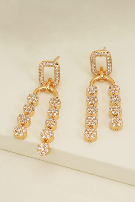 Shop_Smars Jewelry_Gold Plated Crystals Cubic Zirconia Floret Necklace Set_Online_at_Aza_Fashions