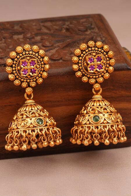 Buy_Smars Jewelry_Gold Plated Stones Embellished Necklace Set_Online_at_Aza_Fashions