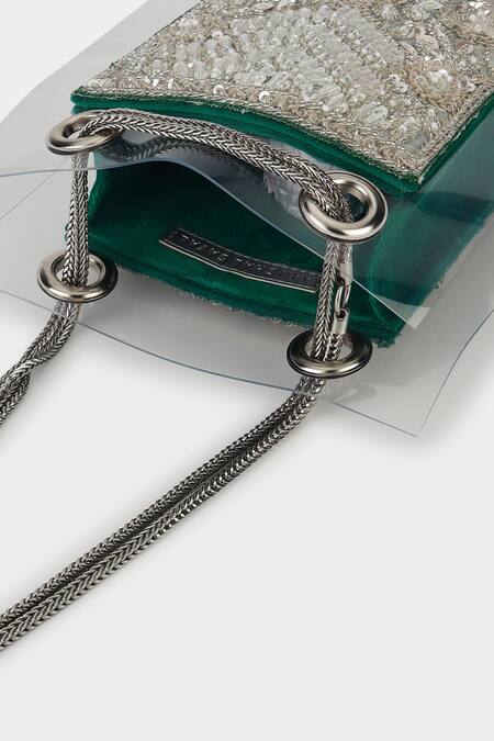 Buy Aanchal Sayal Emerald Green Cutdana Sequin Embroidered Panel Bag Online at Aza Fashions Buy_Aanchal Sayal_Emerald Green Cutdana Sequin Embroidered Panel Bag_Online_at_Aza_Fashions