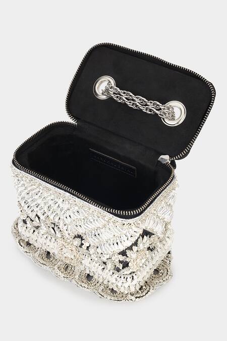 Buy Aanchal Sayal Black Cutdana Bloom Vine Embellished Box Bag Online at Aza Fashions Buy_Aanchal Sayal_Black Cutdana Bloom Vine Embellished Box Bag_Online_at_Aza_Fashions