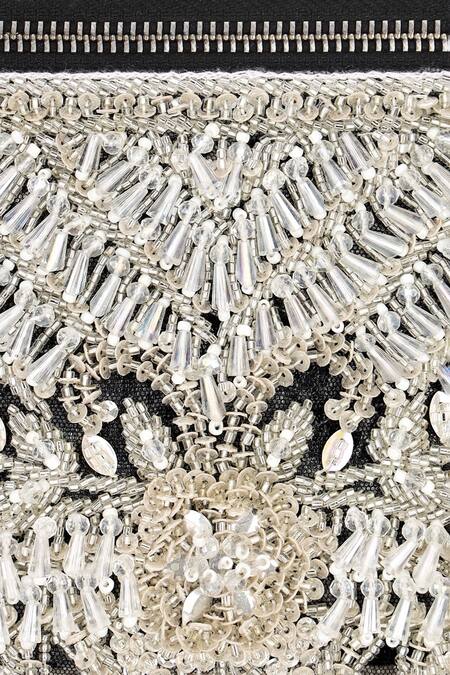 Shop Aanchal Sayal Black Cutdana Bloom Vine Embellished Box Bag Online at Aza Fashions Shop_Aanchal Sayal_Black Cutdana Bloom Vine Embellished Box Bag_Online_at_Aza_Fashions