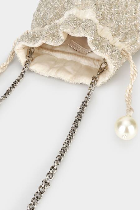 Buy Aanchal Sayal Silver Cutdana Crystal Embellished Velvet Potli Bag Online at Aza Fashions Buy_Aanchal Sayal_Silver Cutdana Crystal Embellished Velvet Potli Bag_Online_at_Aza_Fashions