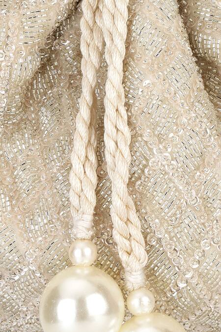 Shop Aanchal Sayal Silver Cutdana Crystal Embellished Velvet Potli Bag Online at Aza Fashions Shop_Aanchal Sayal_Silver Cutdana Crystal Embellished Velvet Potli Bag_Online_at_Aza_Fashions