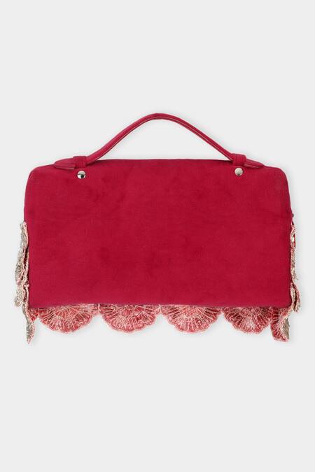 Shop Aanchal Sayal Red Cutdana Crimsonlux 3d Petal Bloom Pouch Bag at Aza Fashions Shop_Aanchal Sayal_Red Cutdana Crimsonlux 3d Petal Bloom Pouch Bag_at_Aza_Fashions