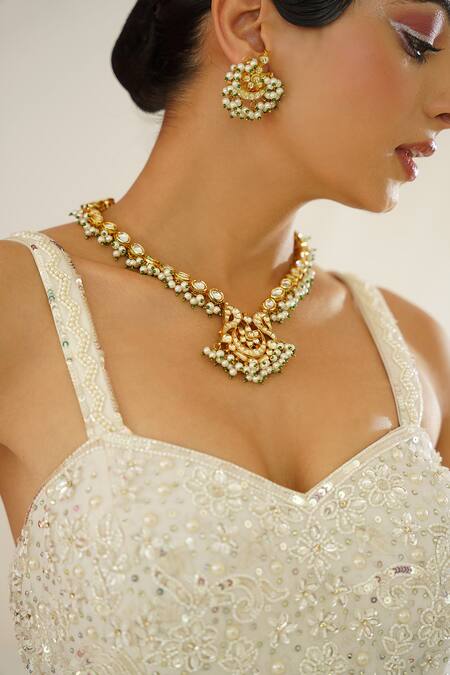 Kapda Dori White Georgette Embroidery, Sequins, Stones Tonal Peplum Tunic Sharara Set at Aza Fashions Kapda Dori_White Georgette Embroidery, Sequins, Stones Tonal Peplum Tunic Sharara Set _at_Aza_Fashions