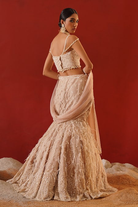 Kapda Dori 3D Sequin Floral Embroidered Lehenga Set 