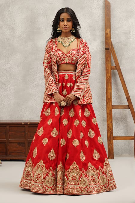 KAPDA DORI Damask Embroidered Jacket & Lehenga Set 