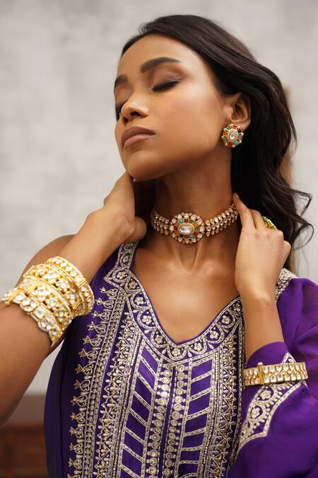 Kapda Dori Purple Organza, Lycra, Silk Sequins, Stones, Zari Phool Embroidered Anarkali Set at Aza Fashions Kapda Dori_Purple Organza, Lycra, Silk Sequins, Stones, Zari Phool Embroidered Anarkali Set _at_Aza_Fashions