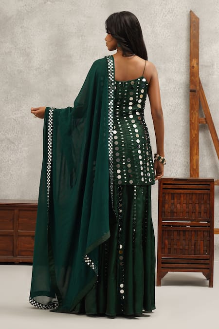 Kapda Dori Mirror & Resham Embroidered Kurta Sharara Set 