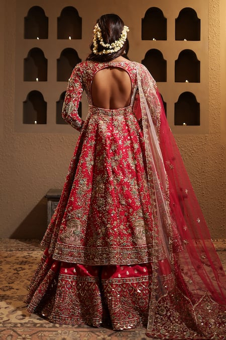 Kapda Dori Fuchsia Embroidered Anarkali Lehenga Set 