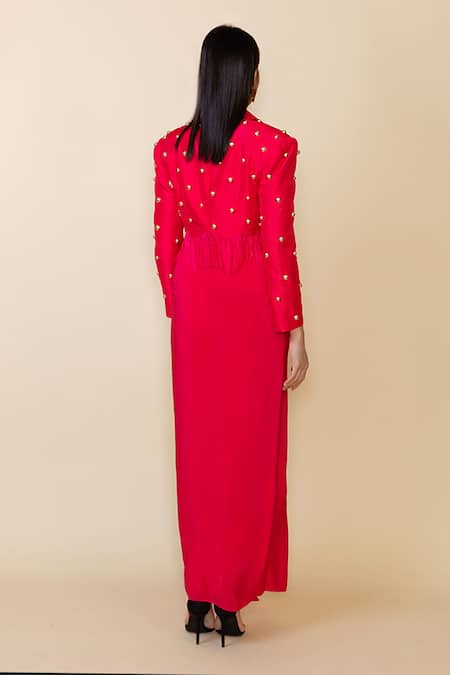 Maison Blu Stud Embellished Blazer & Skirt Set 