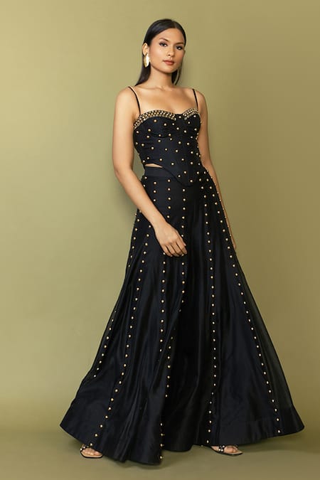 Maison Blu Stud Embellished Corset & Sharara Set 