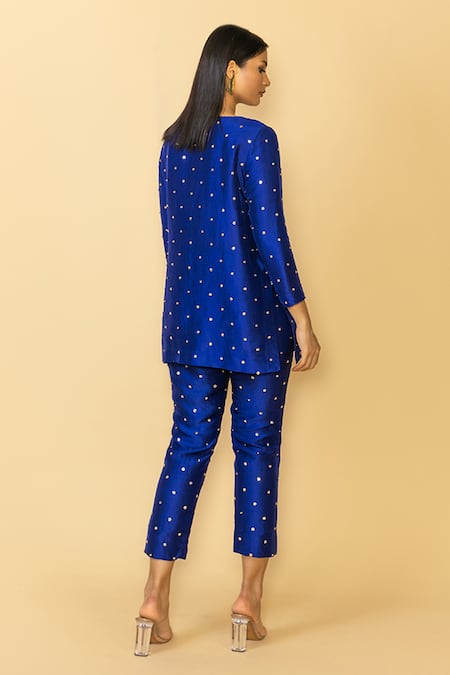 Maison Blu Blue Sequin Embellished Kurta & Pant Set 