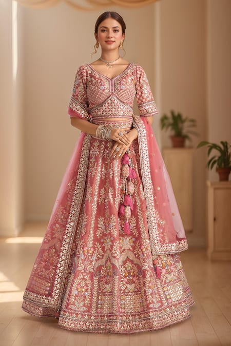 Samyukta Singhania Zari Embroidered Mughal Bridal Lehenga Set 