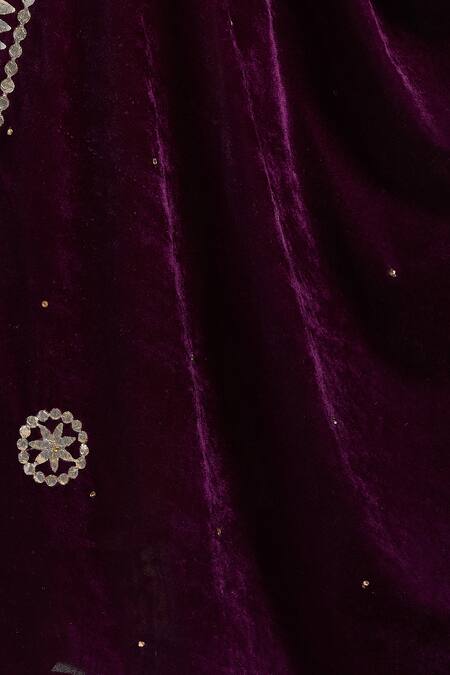 Shop_Naintara Bajaj_Wine Velvet Beads, Stones Floral Butti Embroidered Dupatta _Online_at_Aza_Fashions