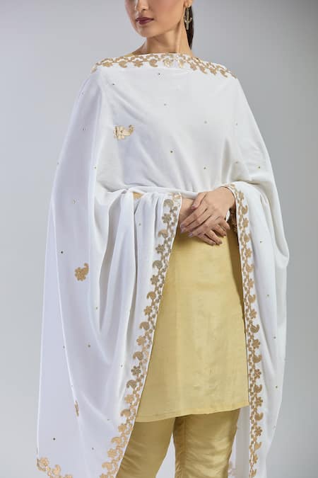Buy Naintara Bajaj White Velvet Gota Patti, Embroidery Dupatta Online at Aza Fashions Buy_Naintara Bajaj_White Velvet Gota Patti, Embroidery Dupatta _Online_at_Aza_Fashions