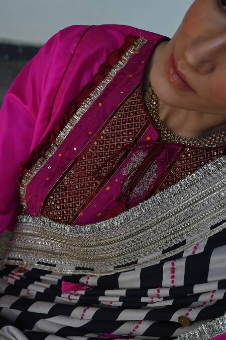 Buy_Shorshe Clothing_Pink Silk Sequins, Beads, Lace Zardozi Embroidered Long Blouse _Online_at_Aza_Fashions