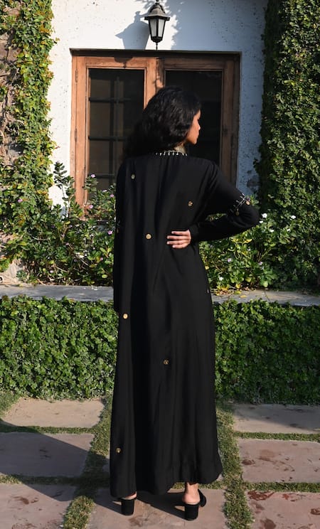 Shorshe Clothing Zari Embroidered Black Maxi Dress 