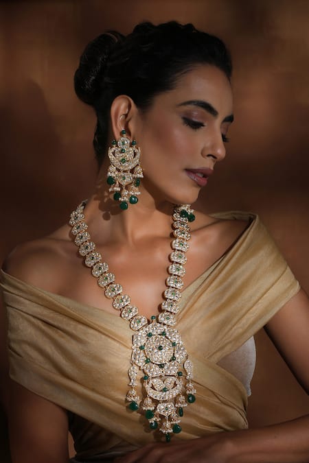 Swabhimann Polki Floral Pendant Necklace Set 