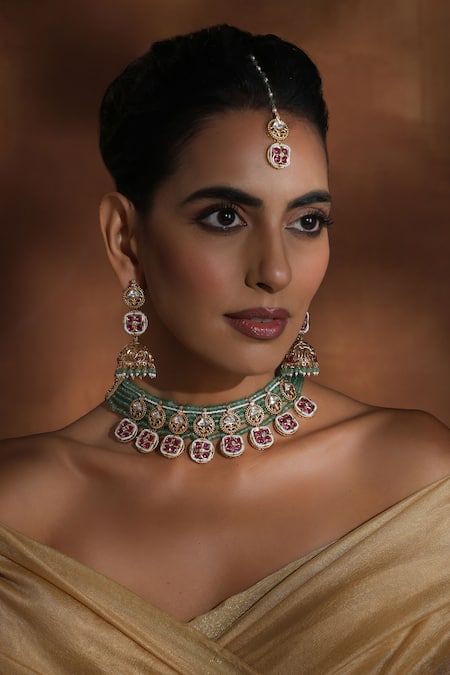 Swabhimann Floral Polki Beaded Jewellery Set 