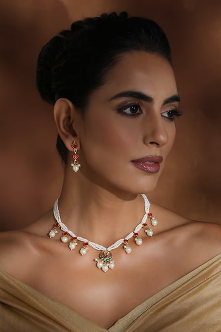 Swabhimann Kundan & Pearl Necklace Set 