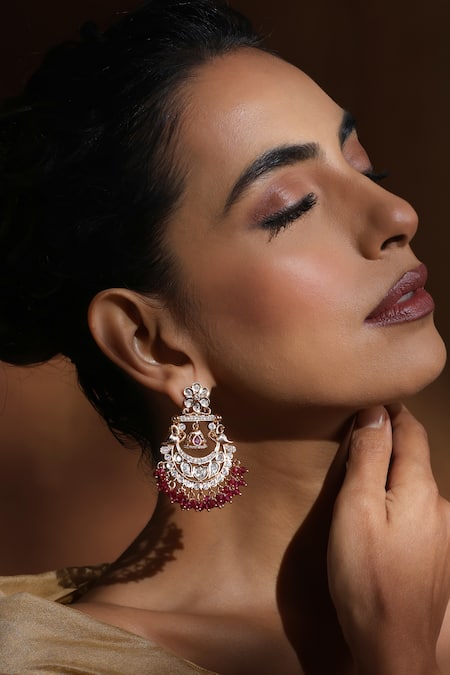 SWABHIMANN Polki Blossom Chandbali Earrings 