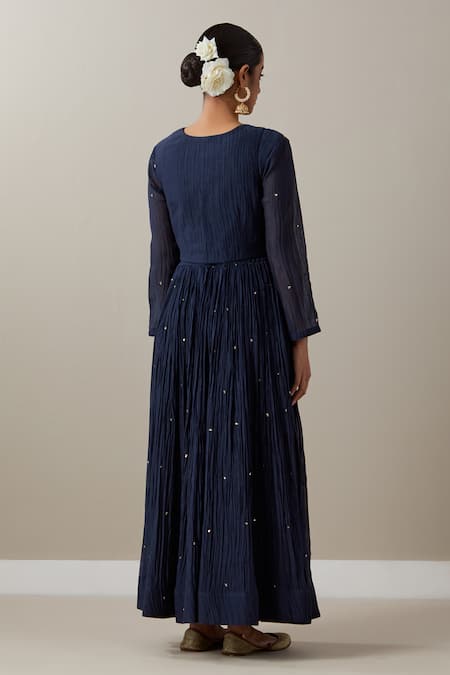 Priya Chaudhary Blue Anarkali With Embroidered Koti Jacket 